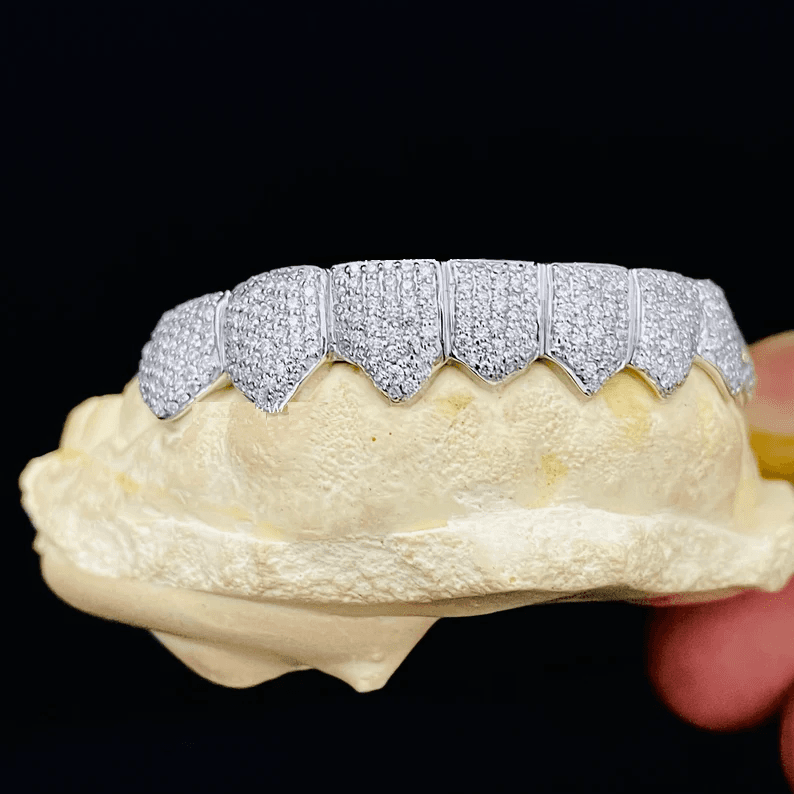 10x10 Teeths Grillz 925 Silver and D Vvs Moissanite Diamonds thumbnail 6