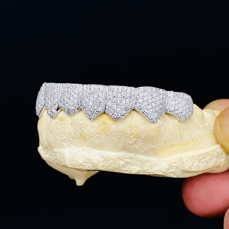 10x10 Teeths Grillz 925 Silver and D Vvs Moissanite Diamonds thumbnail 4