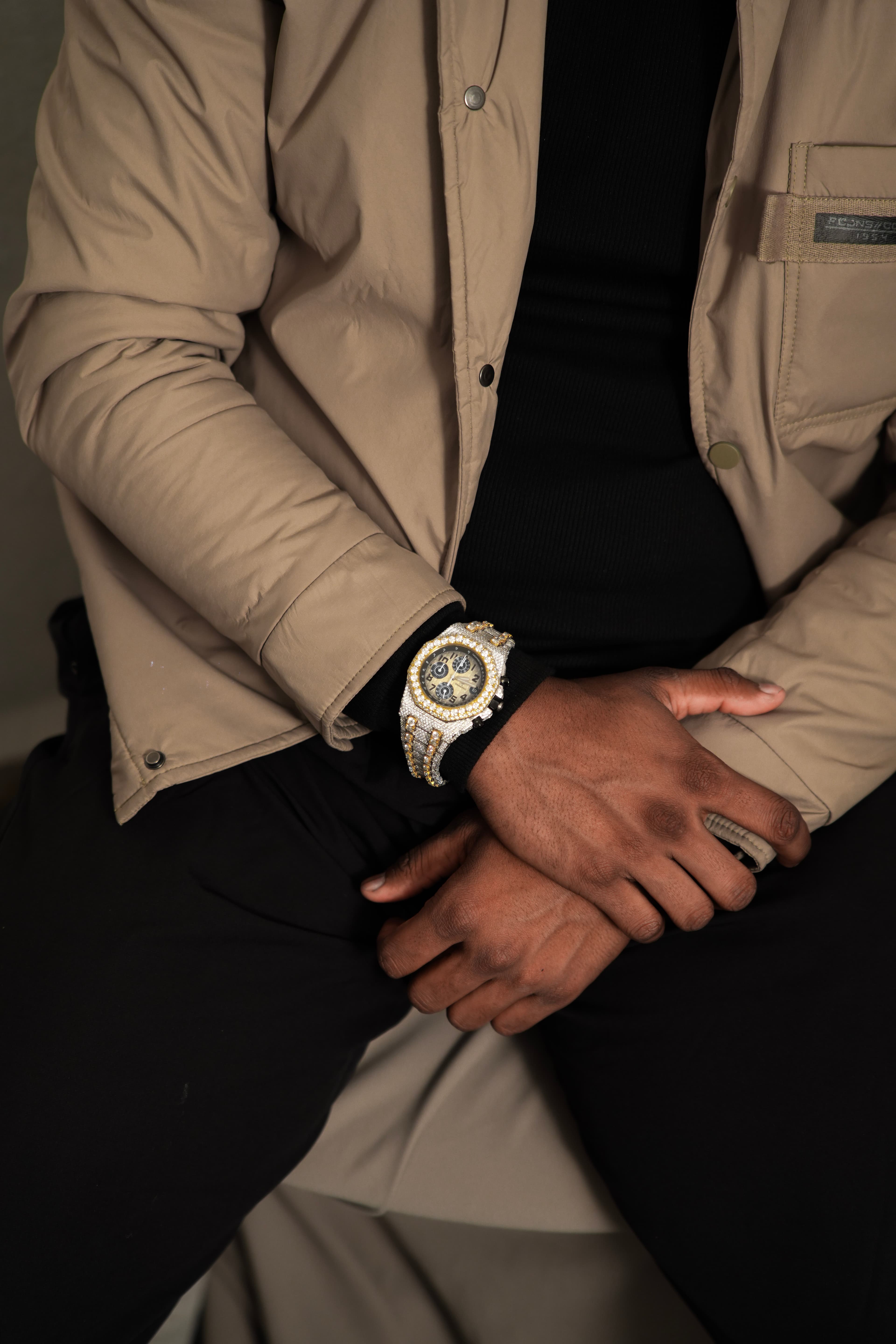 AP Chrono Yellow White Tow-Tone Moissanite Swiss Watch thumbnail 4