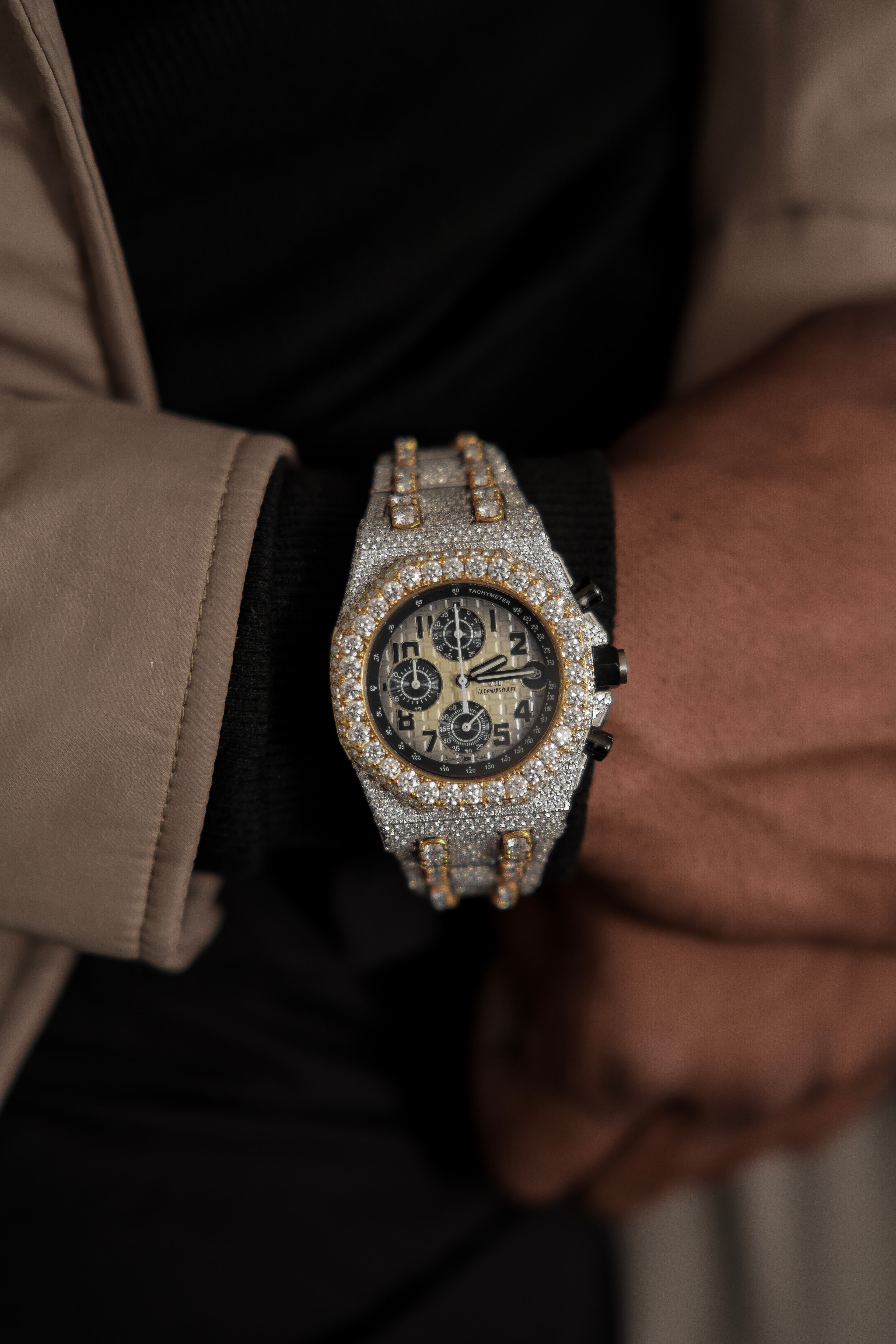 AP Chrono Yellow White Tow-Tone Moissanite Swiss Watch thumbnail 2