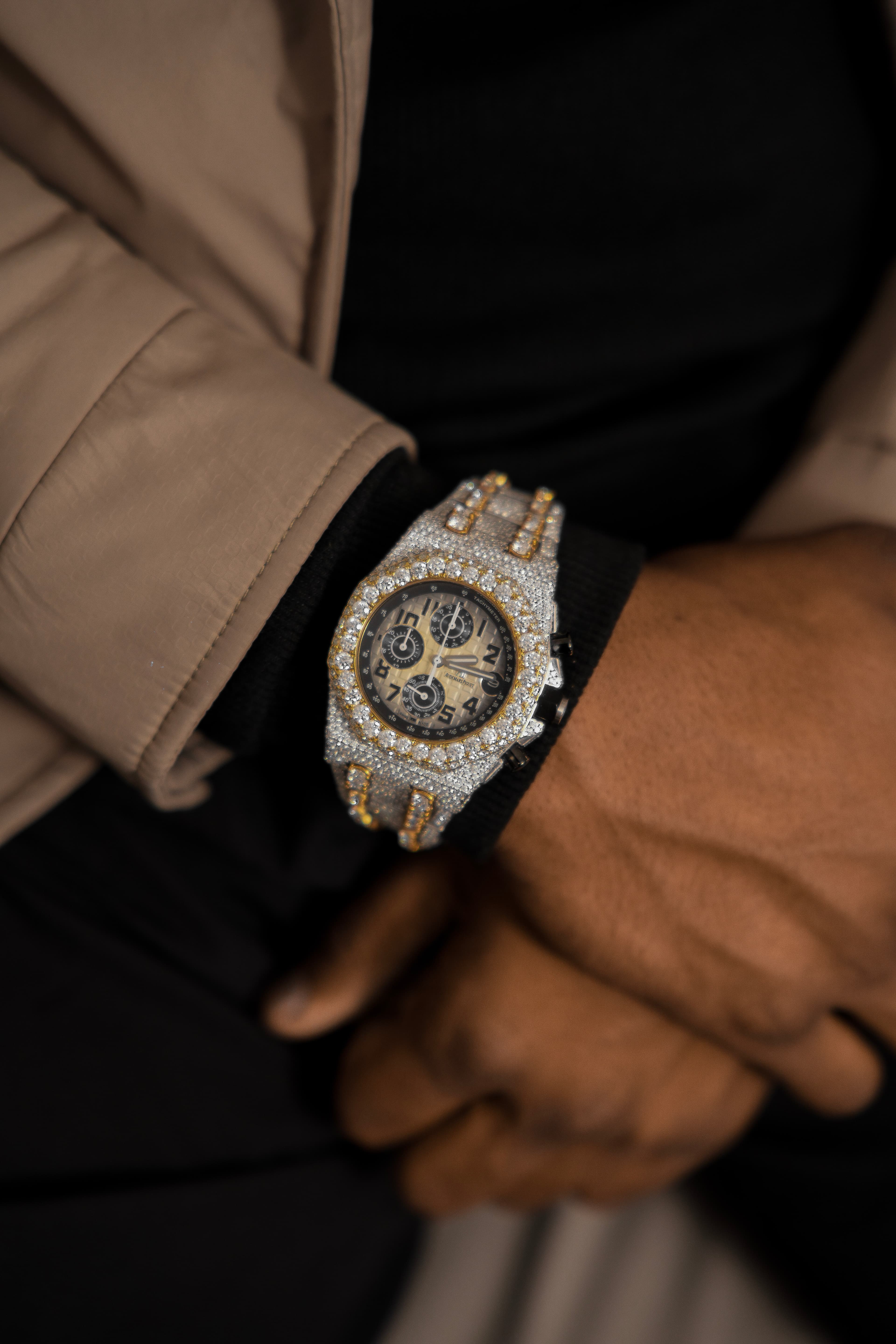 AP Chrono Yellow White Tow-Tone Moissanite Swiss Watch