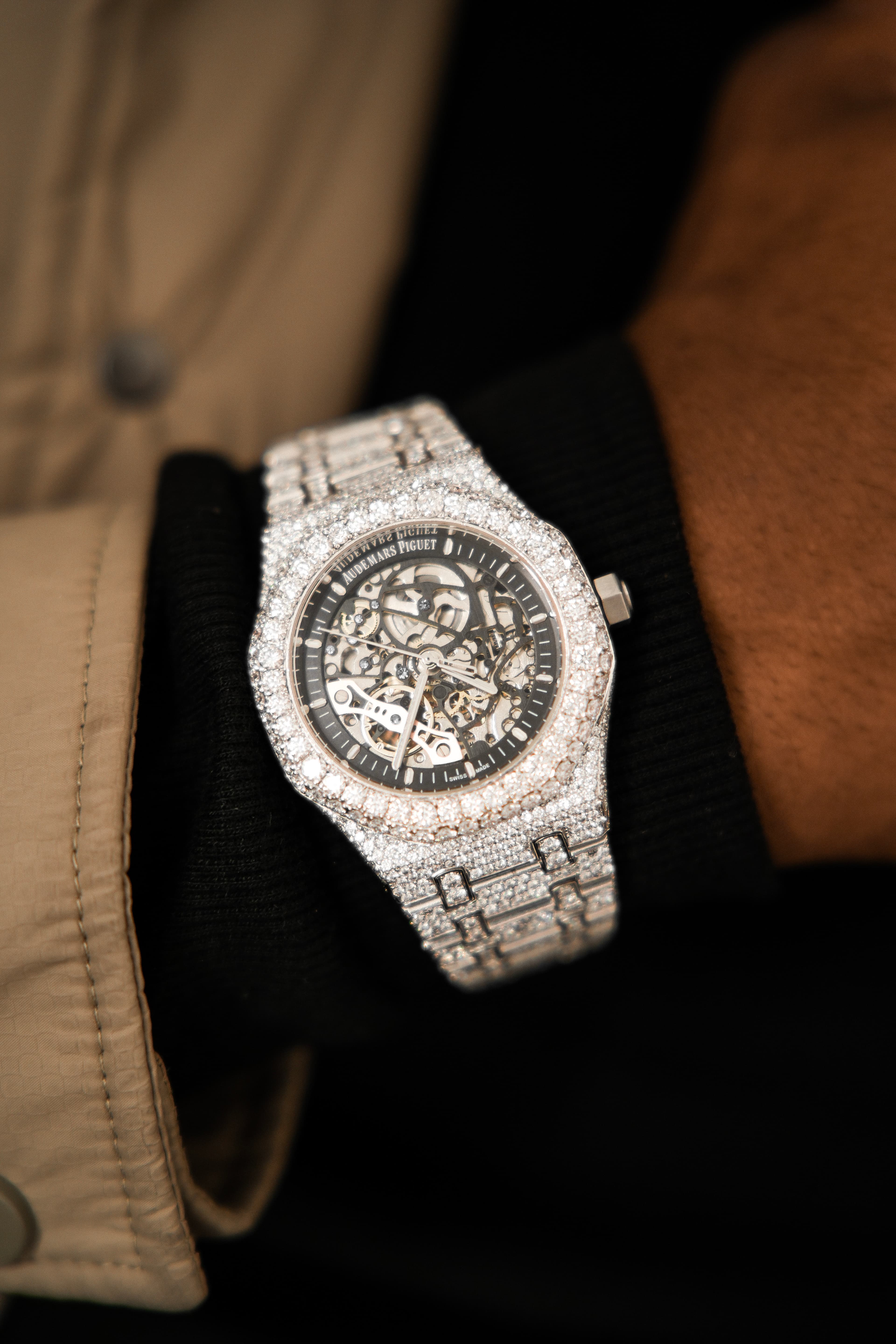 AP Skeleton Full White Moissanite Swiss Watch
