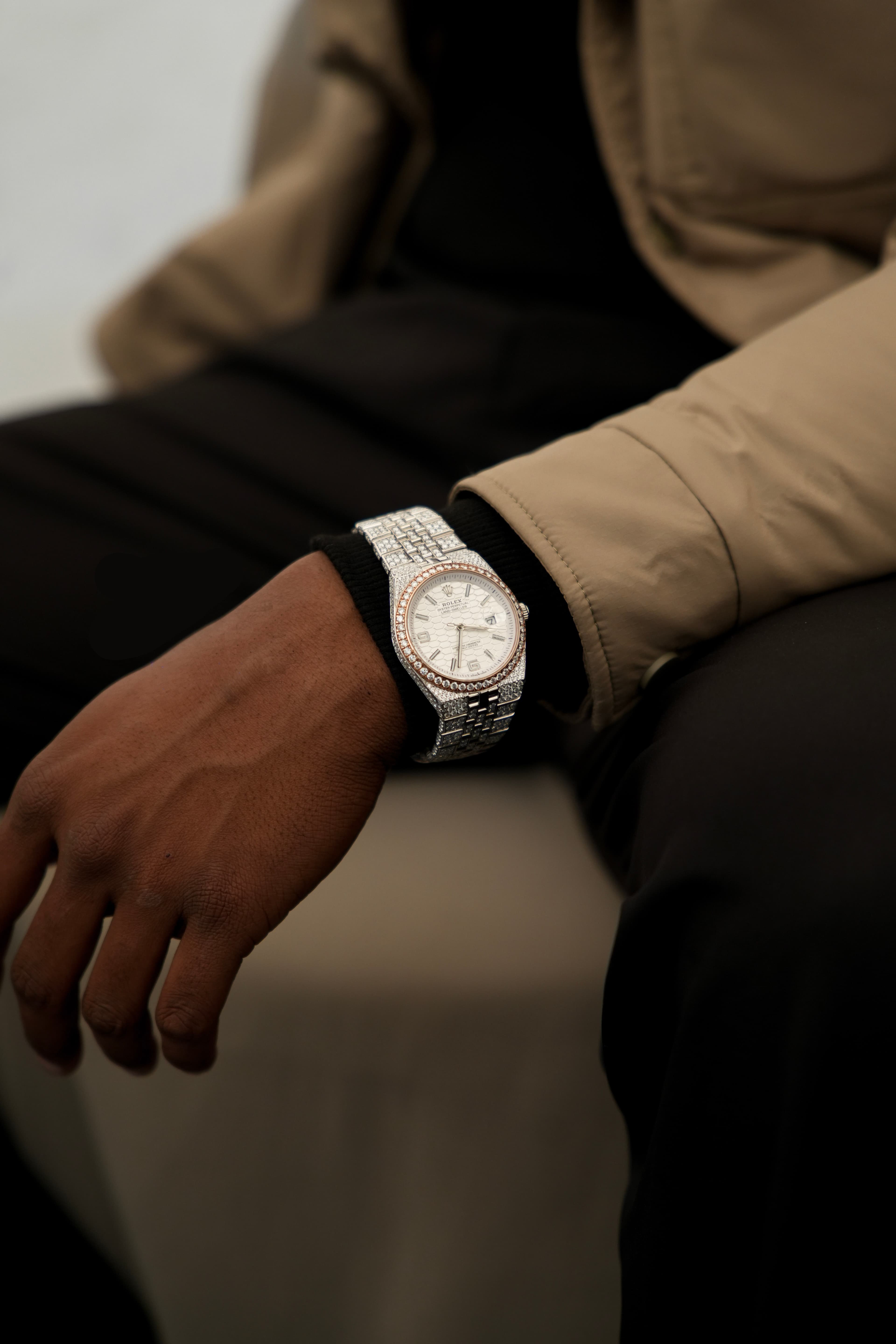 Rolex Land-Dweller Date Just Full White Moissanite Swiss Watch thumbnail 4