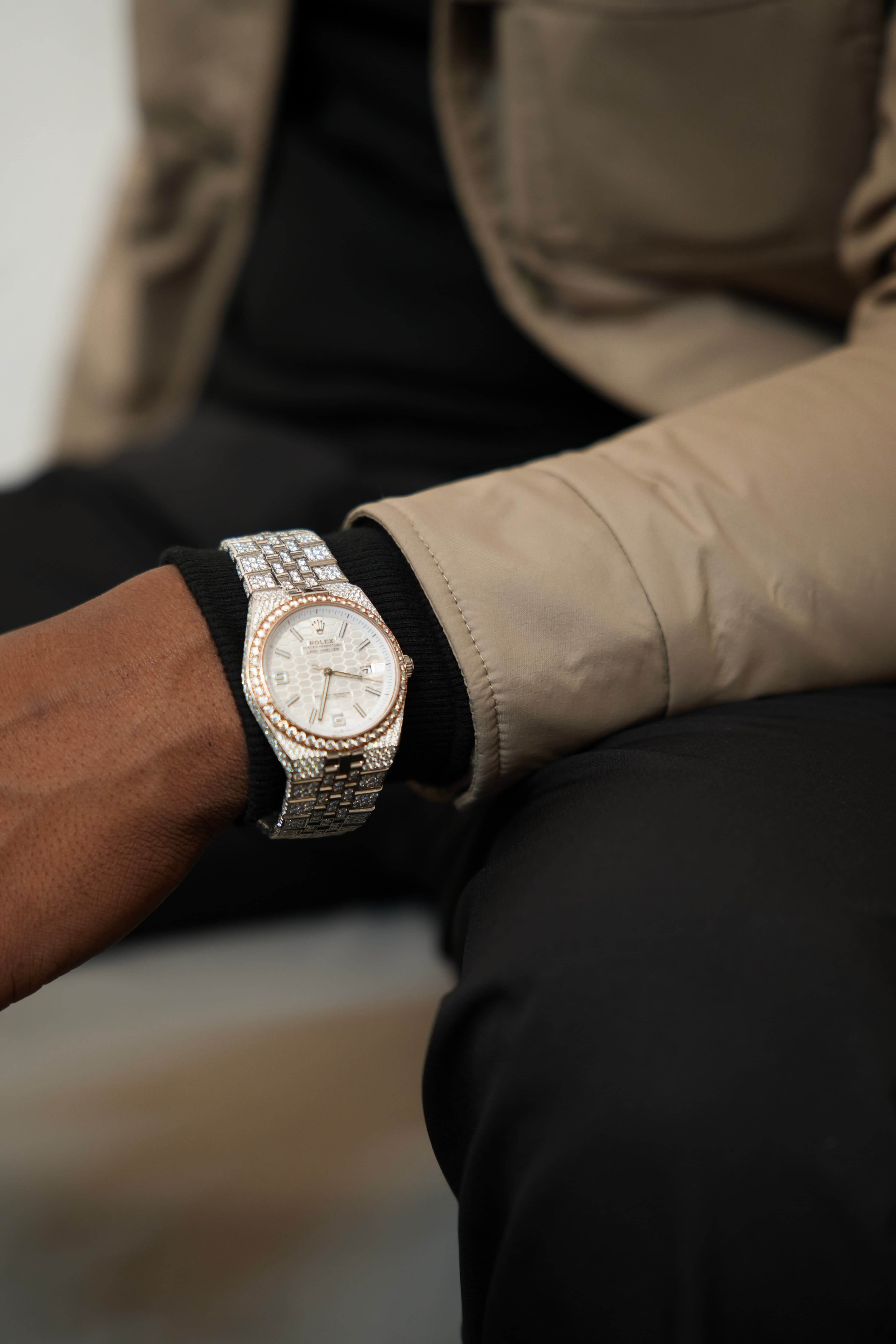 Rolex Land-Dweller Date Just Full White Moissanite Swiss Watch thumbnail 5