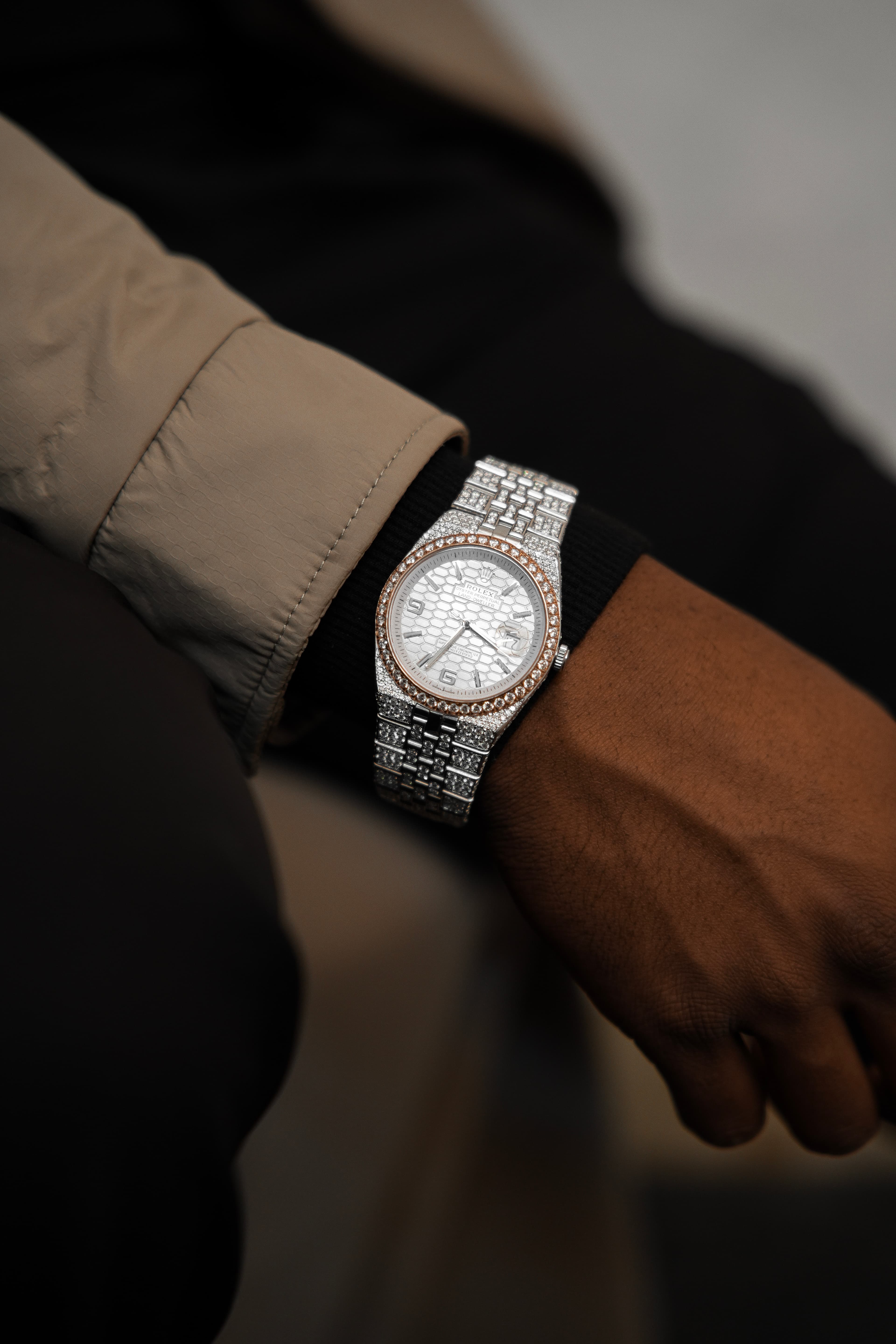 Rolex Land-Dweller Date Just Full White Moissanite Swiss Watch thumbnail 3
