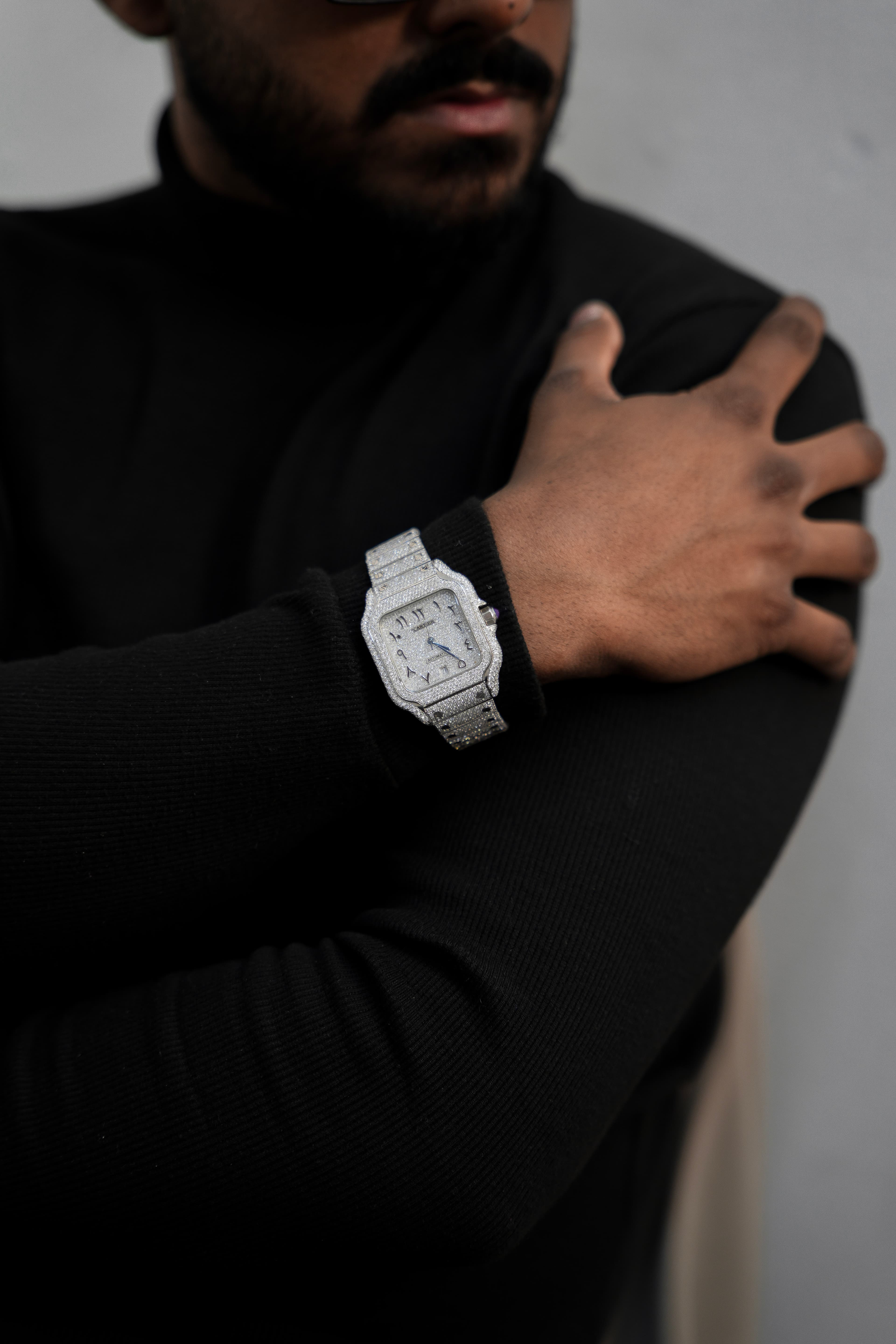 Cartier Arabic Dial Full White Moissanite Swiss Watch thumbnail 2