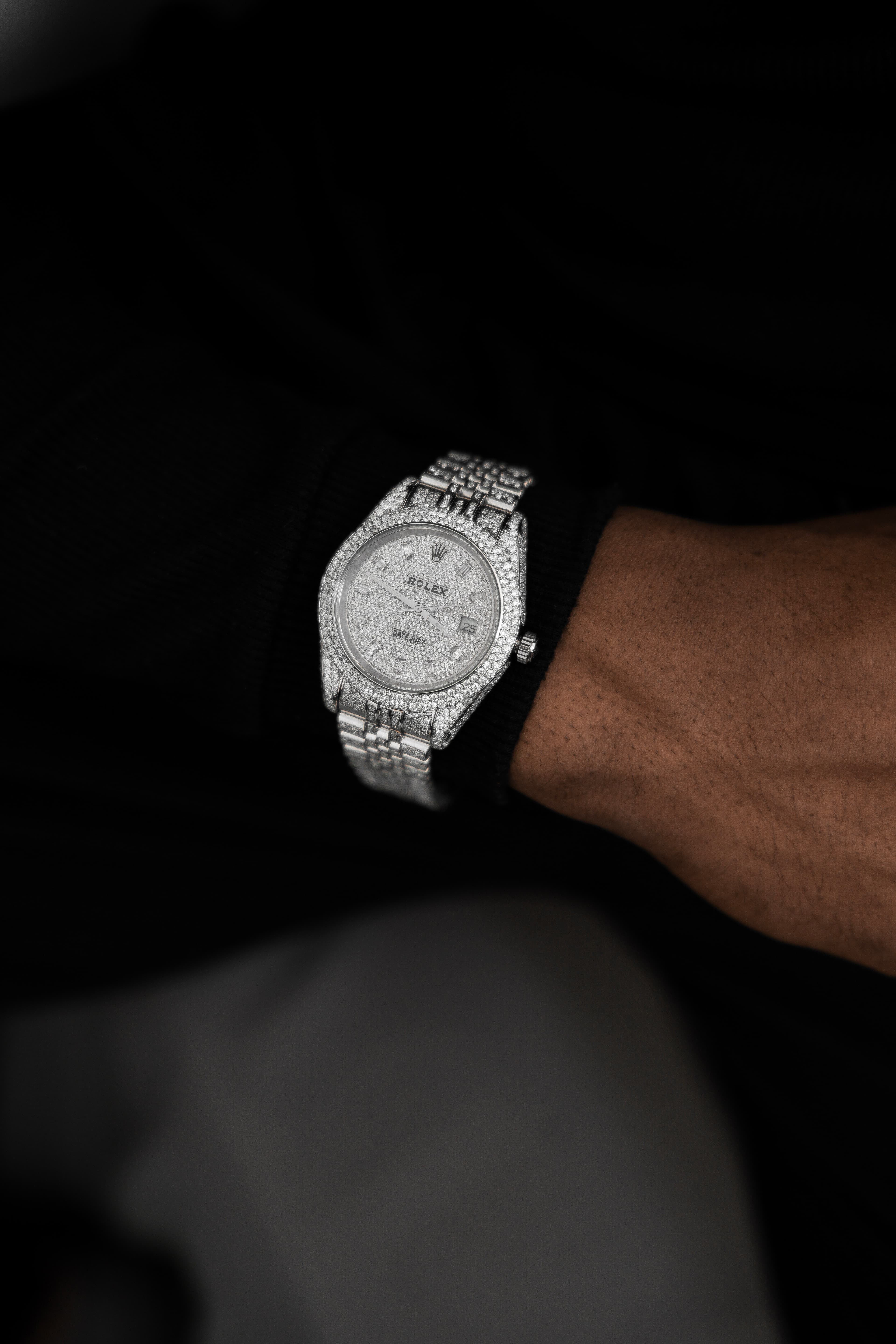 Rolex Date Just Full White Moissanite Swiss Watch thumbnail 2