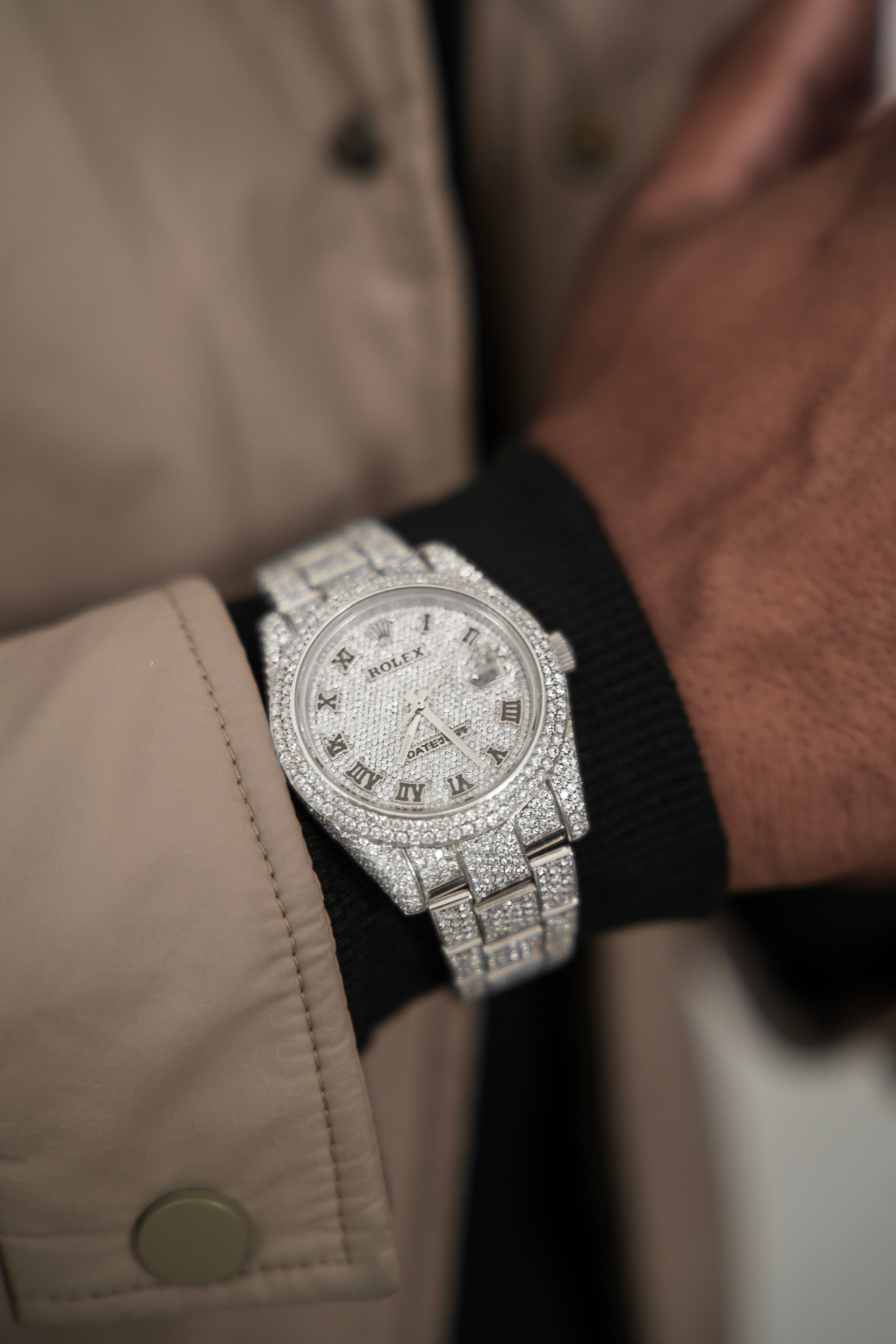 Rolex Date Just Full White Moissanite Swiss Watch