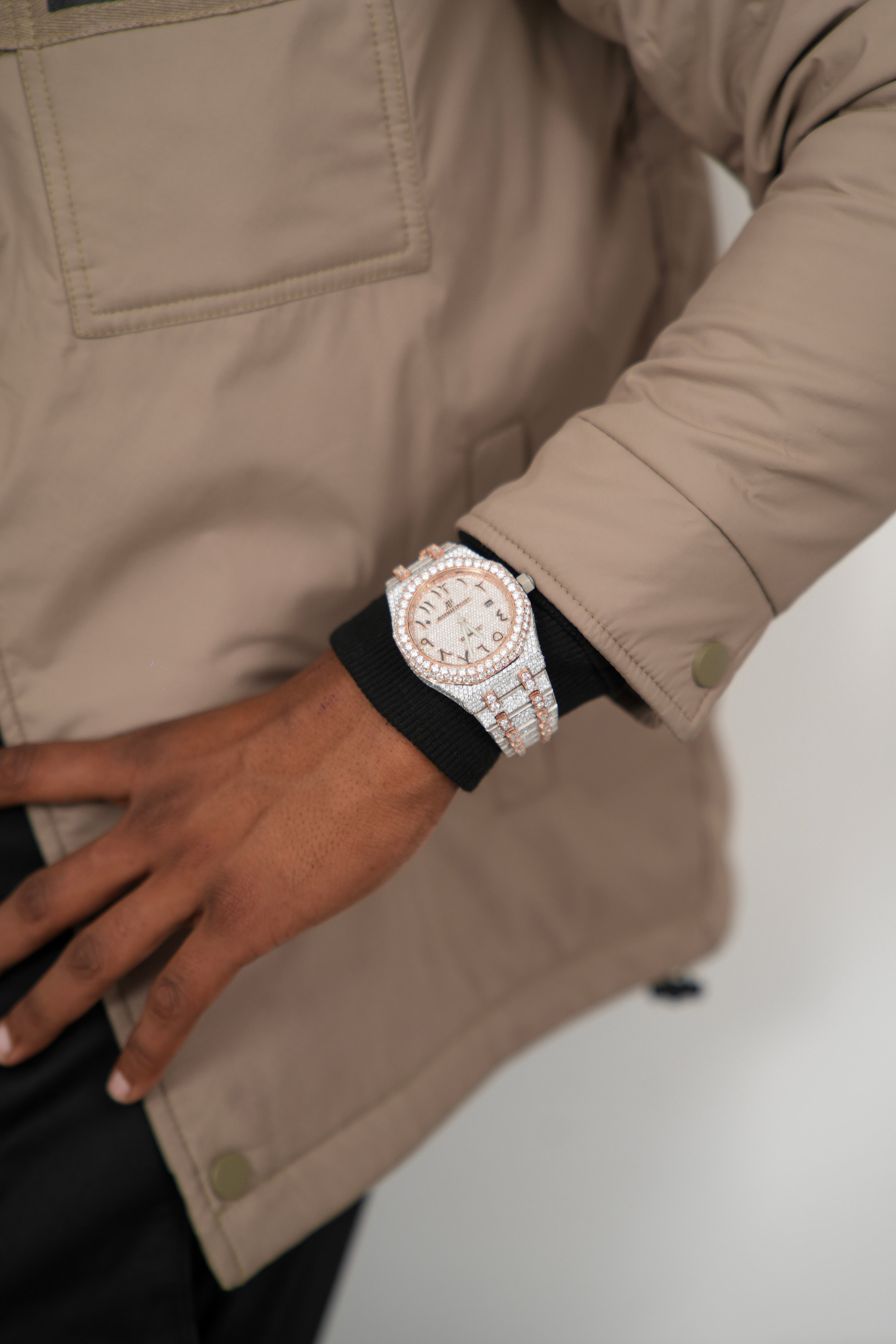 AP Arabic Dial Rose White Moissanite Swiss Watch thumbnail 2