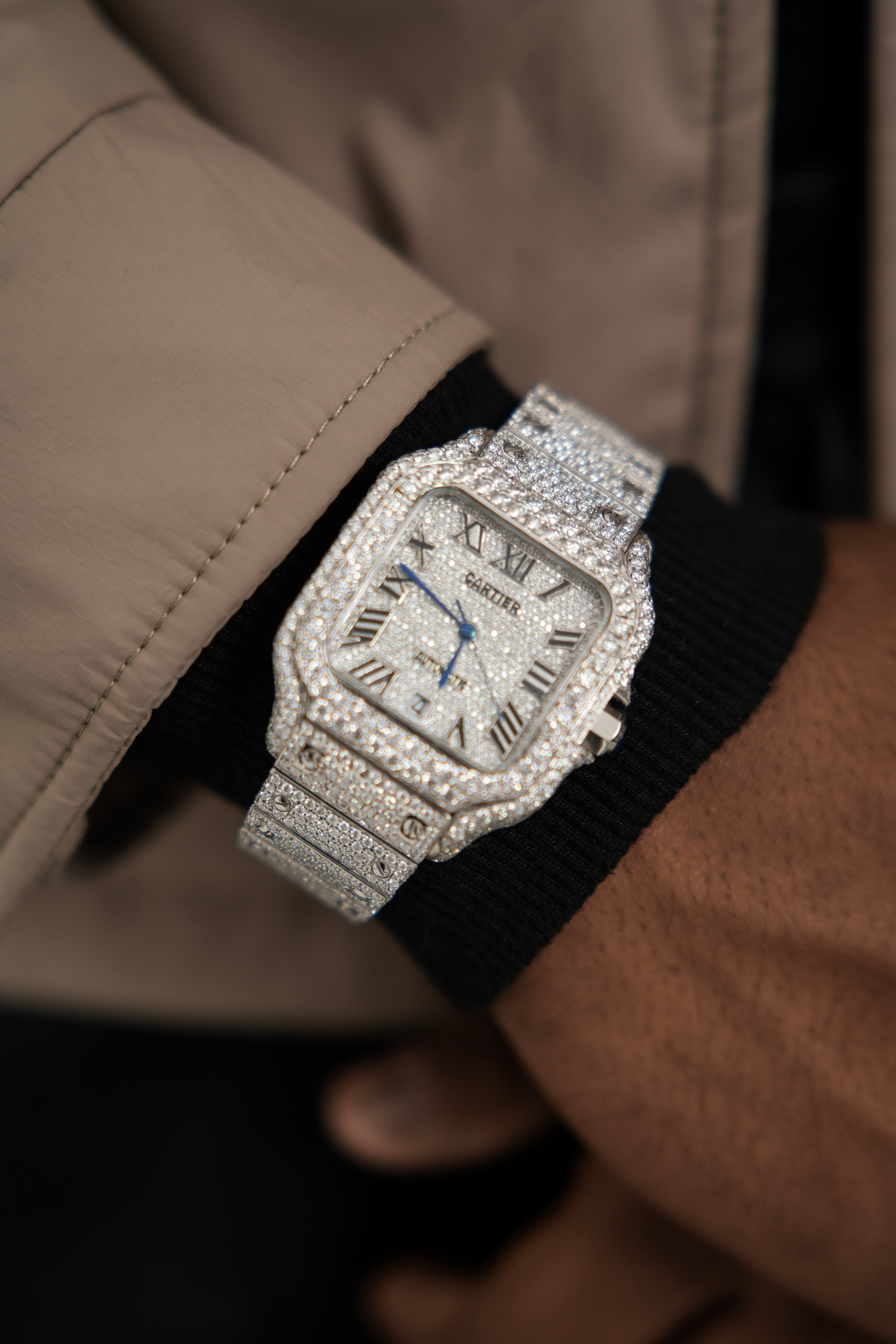 Cartier Full White Moissanite Swiss Watch