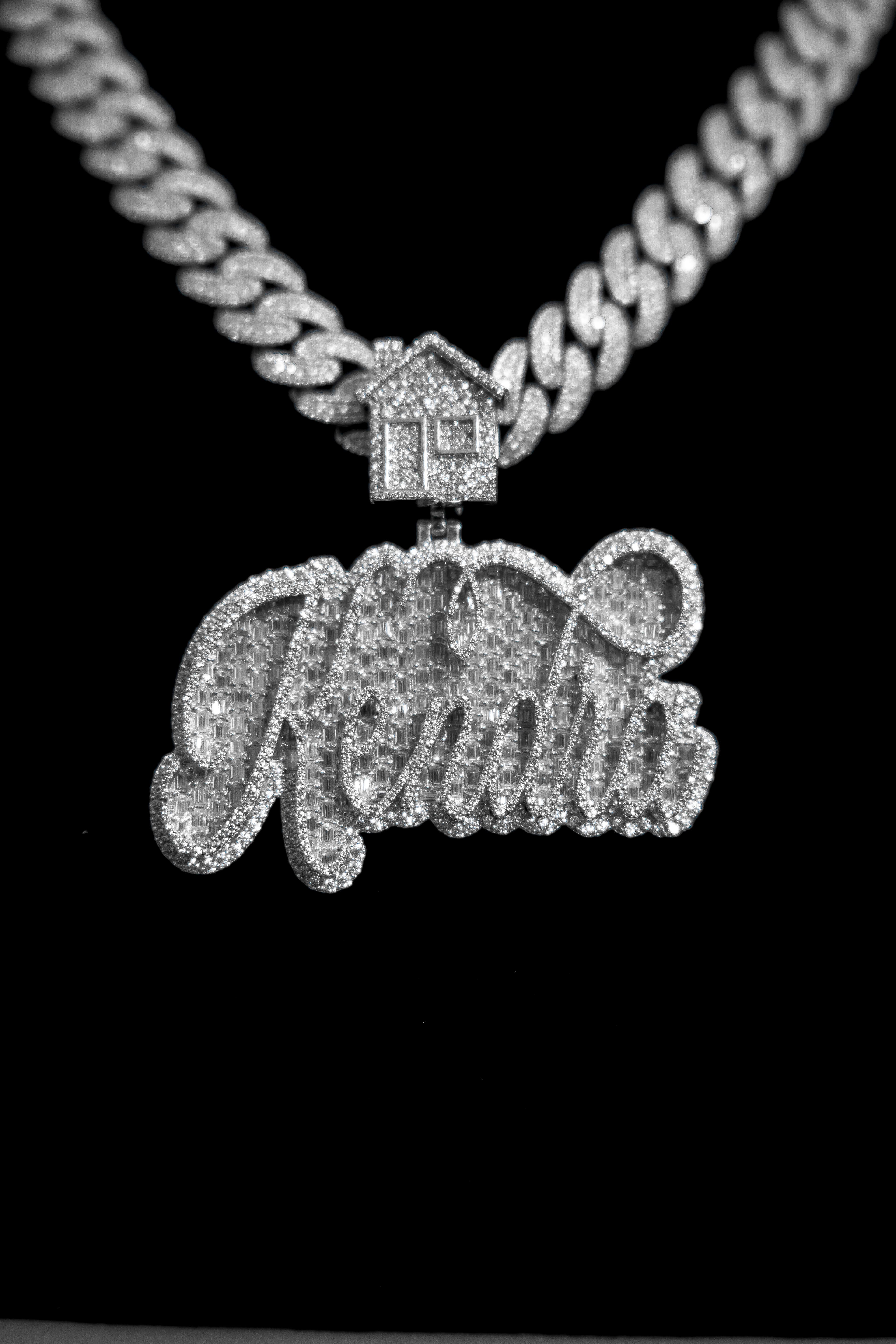 Custom Name Pendant with 925 Silver and Moissanite Diamonds thumbnail 2