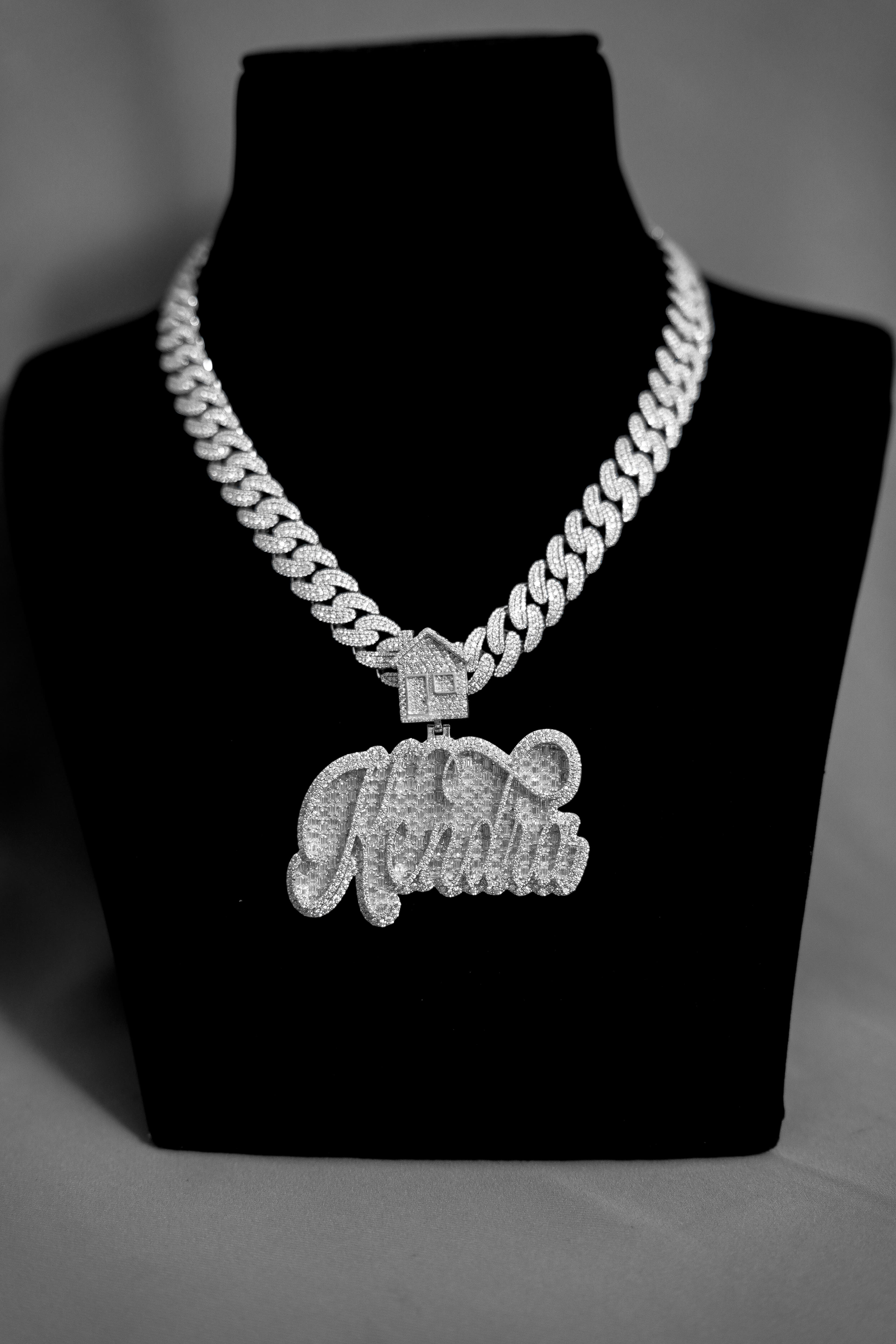 Custom Name Pendant with 925 Silver and Moissanite Diamonds thumbnail 4