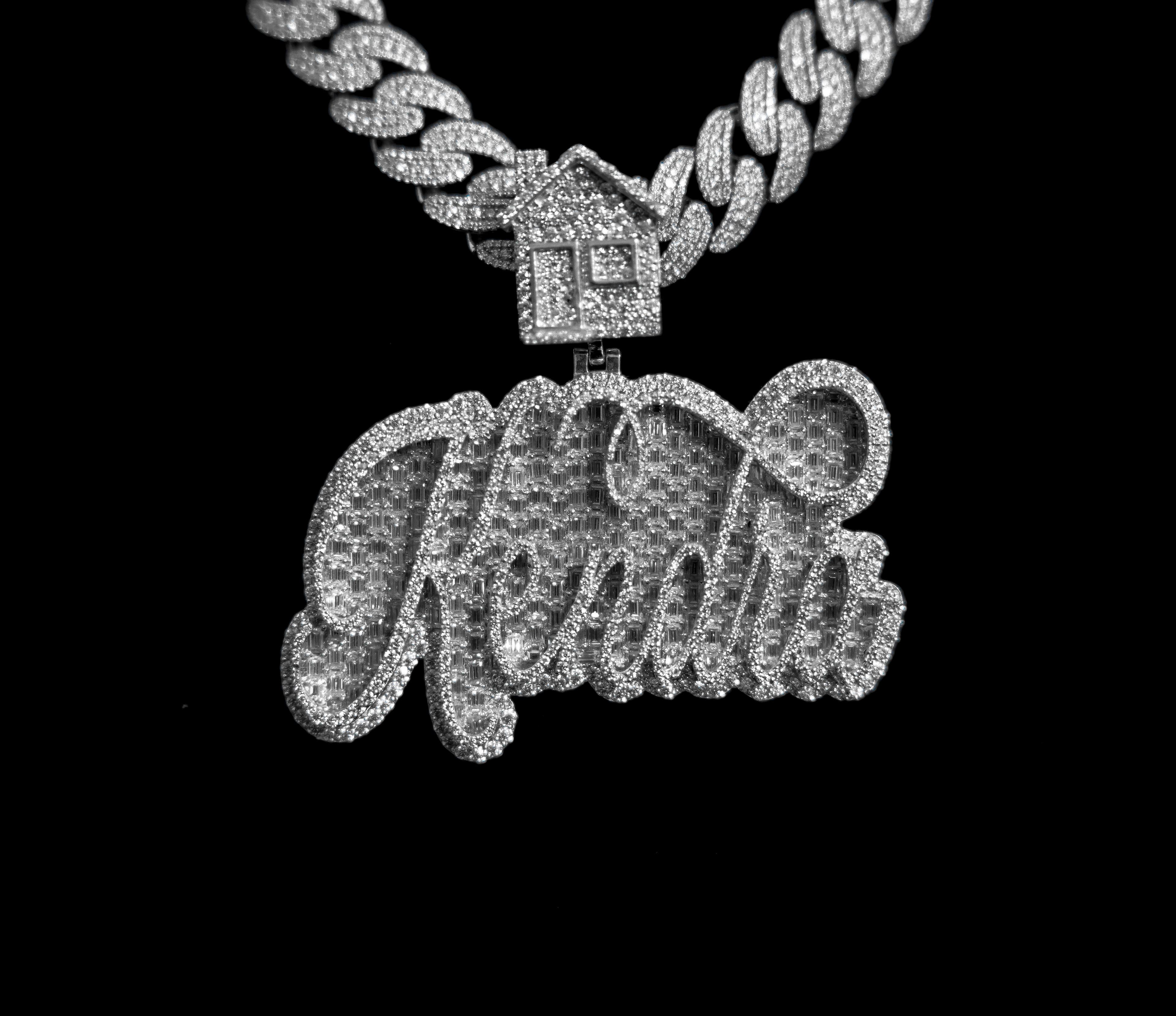 Custom Name Pendant with 925 Silver and Moissanite Diamonds thumbnail 3