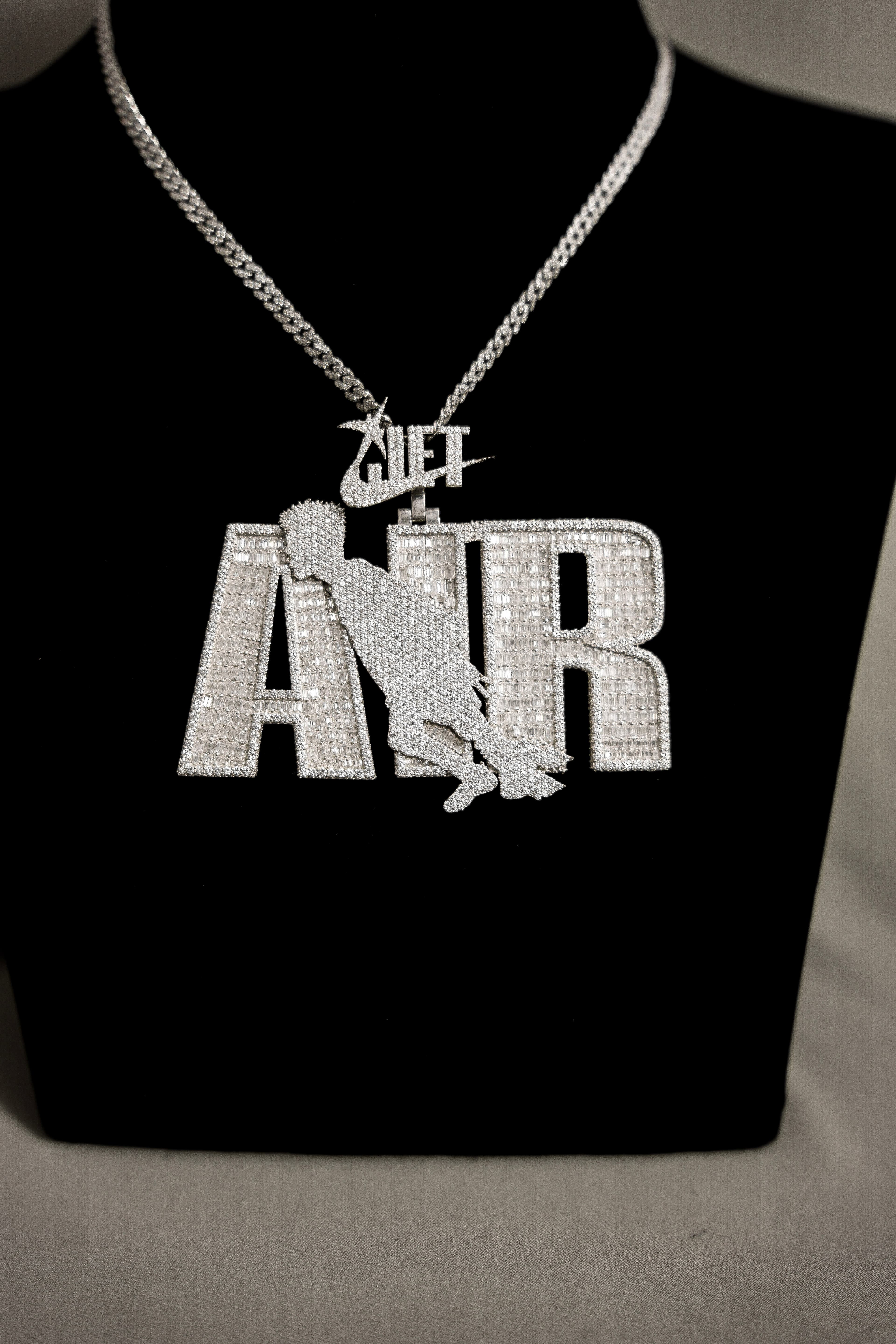 Custom AIR Name Pendant with 925 Silver and Moissanite Diamonds thumbnail 2