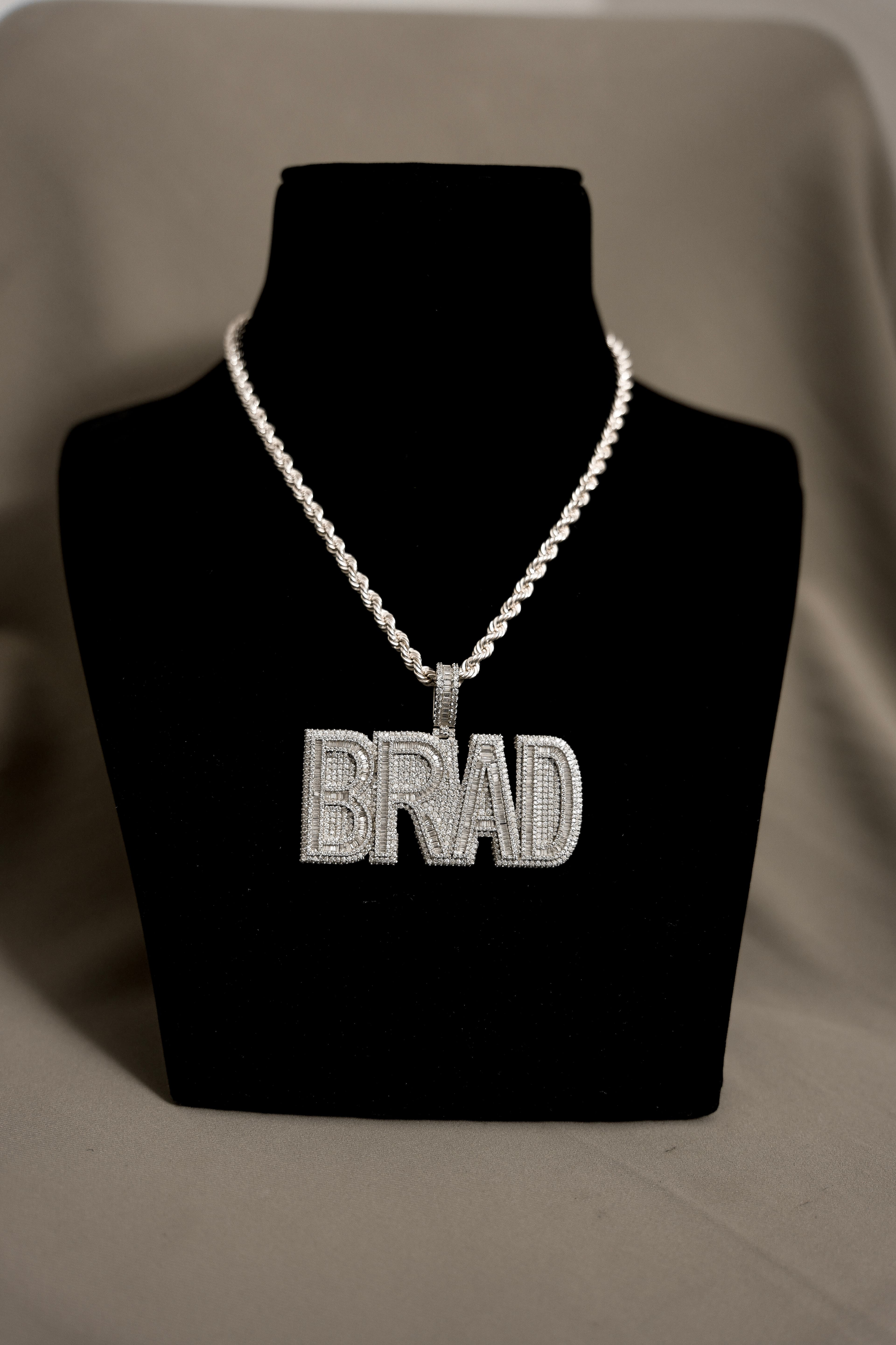 Custom BRAD Name Pendant with 925 Silver and Moissanite Diamonds thumbnail 5