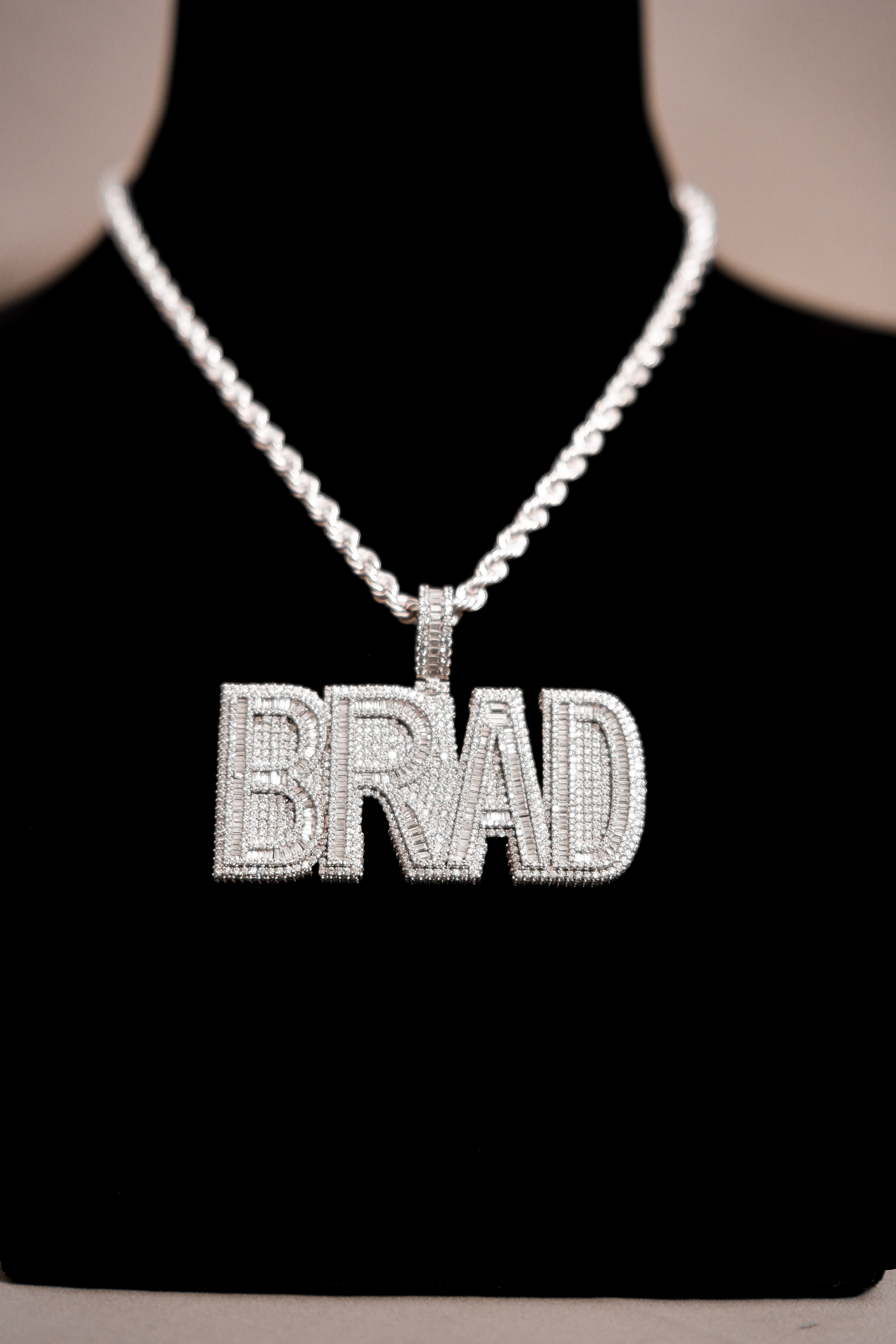 Custom BRAD Name Pendant with 925 Silver and Moissanite Diamonds thumbnail 4