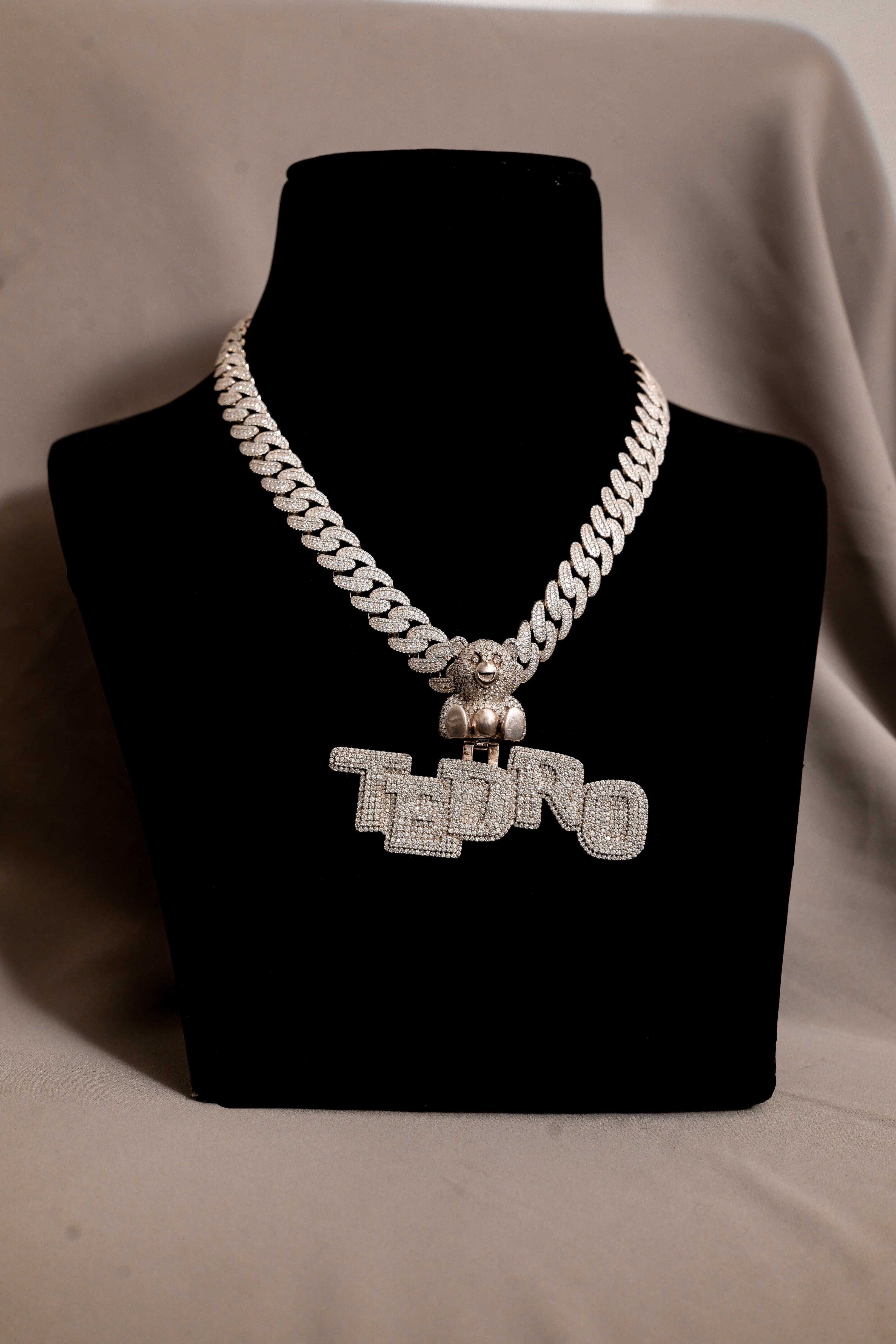 Custom TEDRO Name Pendant with 925 SIlver and Moissanite Diamonds thumbnail 3