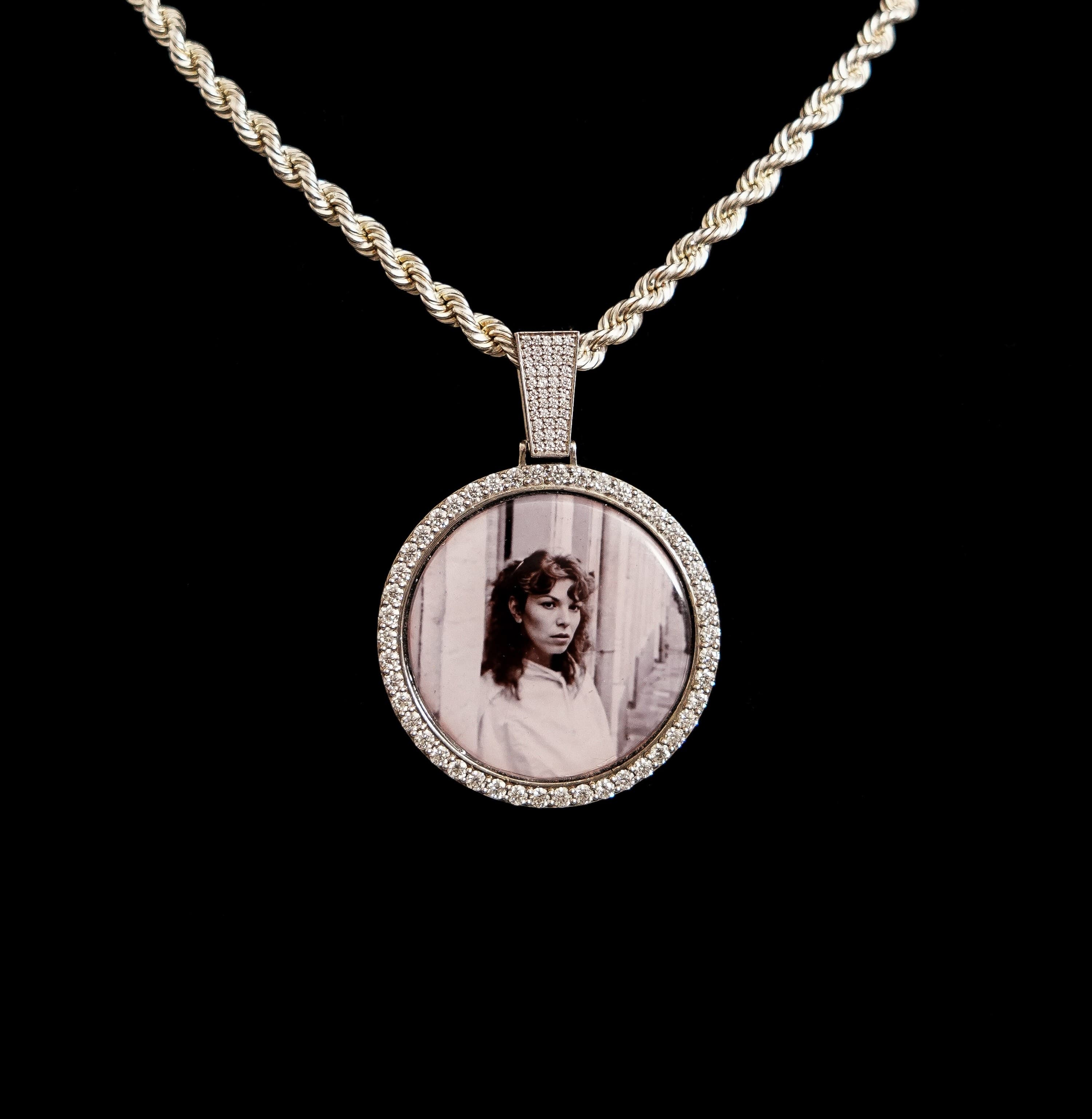 Custom Photo Pendant with 925 Silver and Moissanite Diamonds