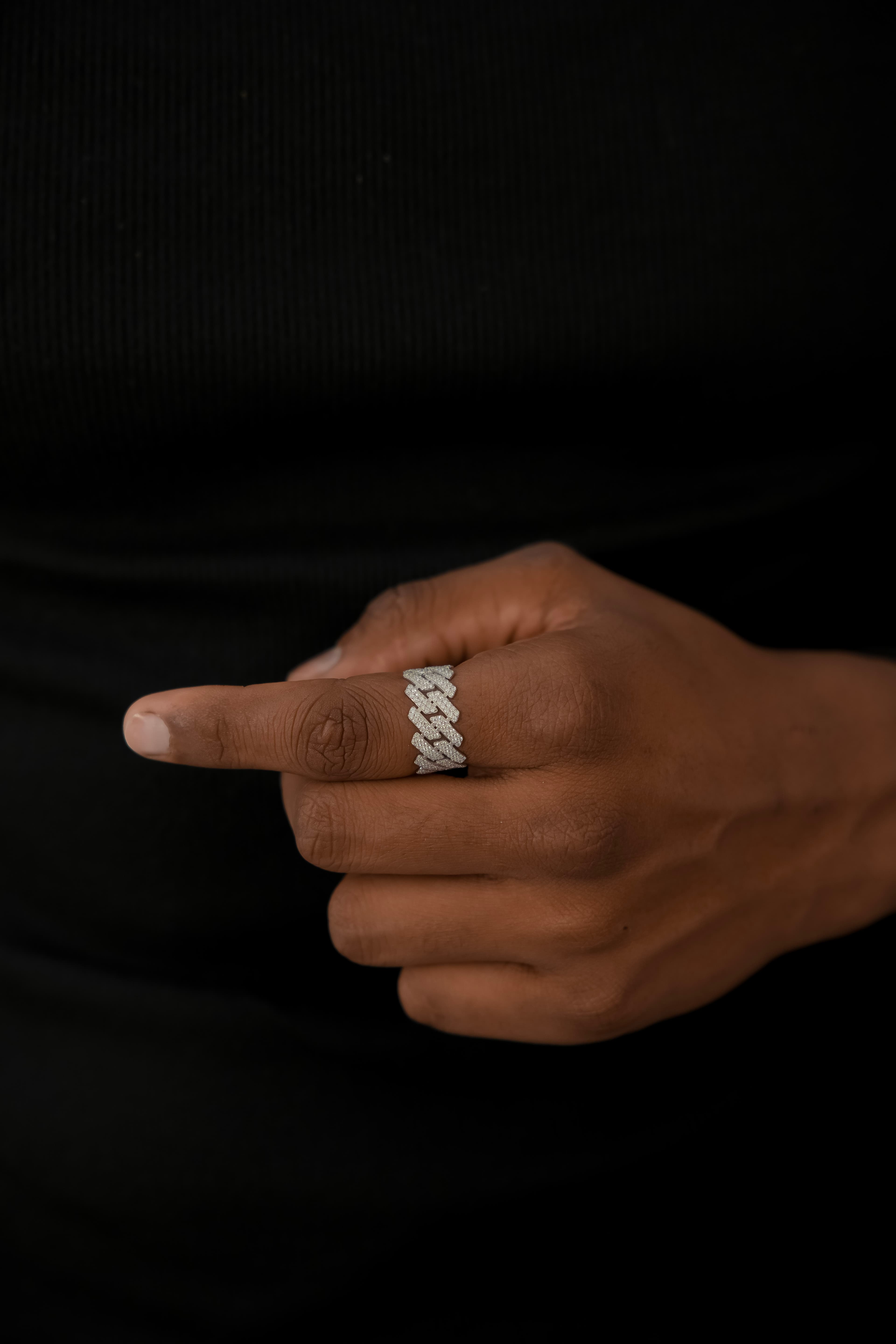 Mens Cuban inspired ring in 925 silver with moissanite luxury fashion jewellery statement band for men thumbnail 5