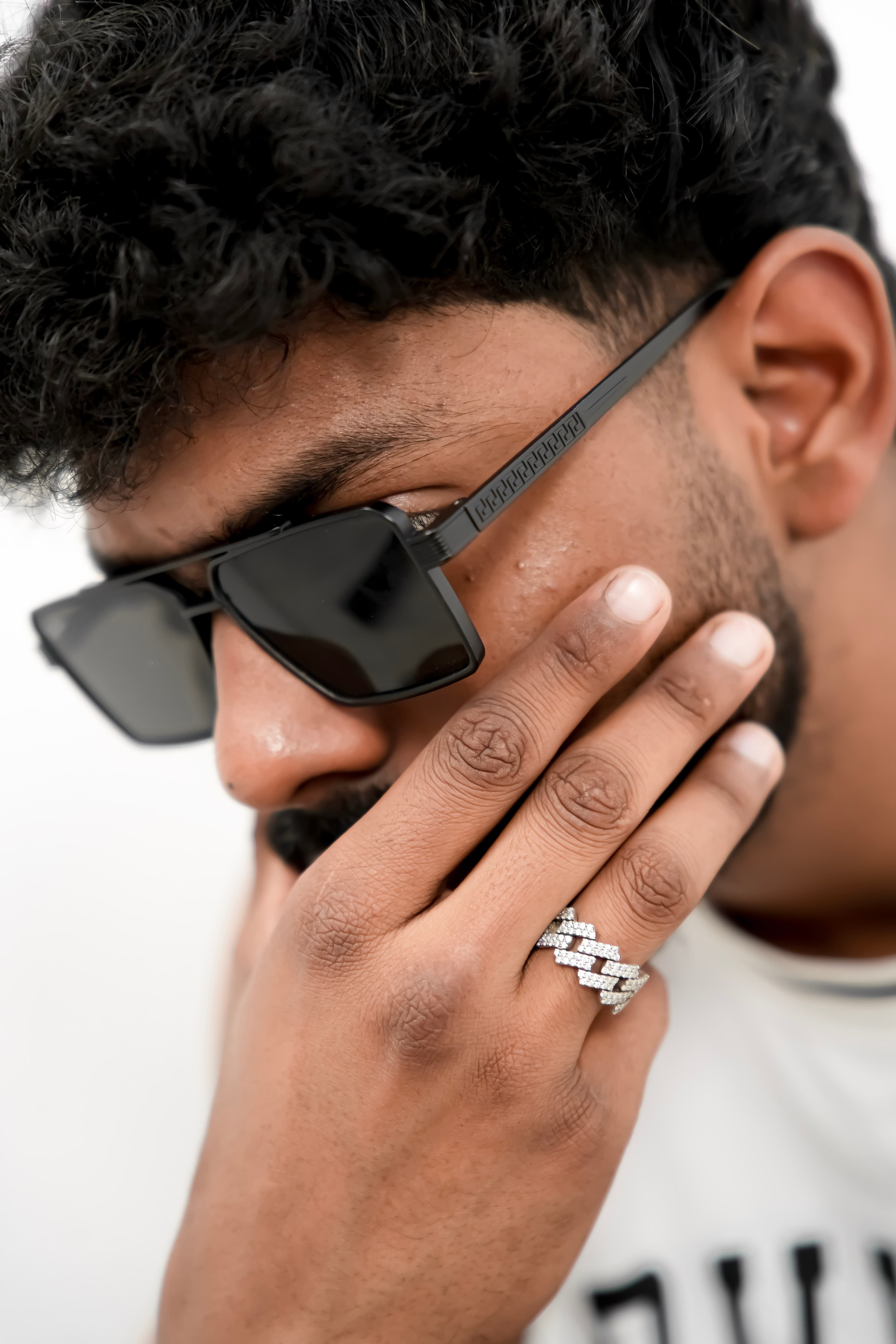 Mens Cuban inspired ring in 925 silver with moissanite luxury fashion jewellery statement band for men thumbnail 2