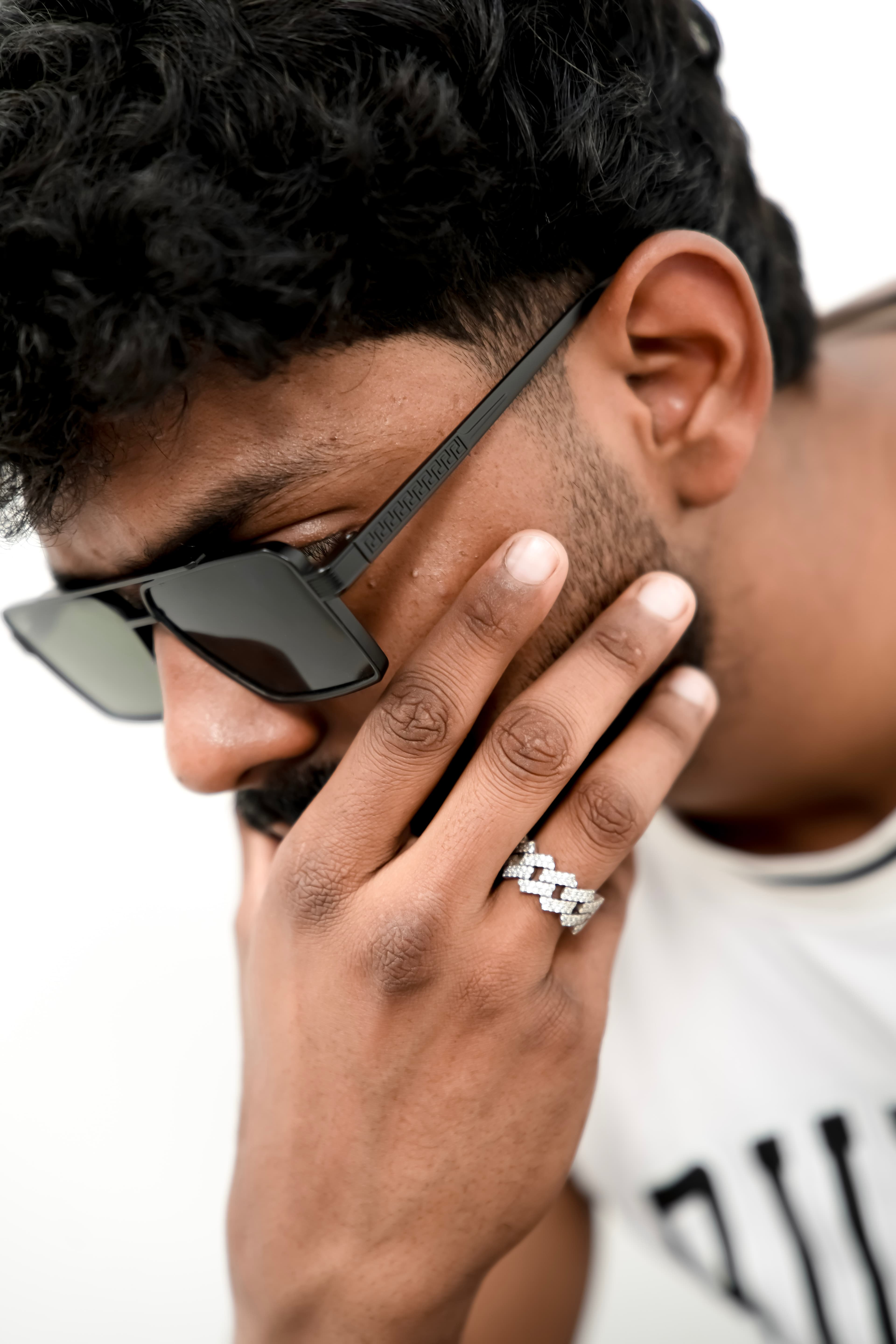 Mens Cuban inspired ring in 925 silver with moissanite luxury fashion jewellery statement band for men thumbnail 6