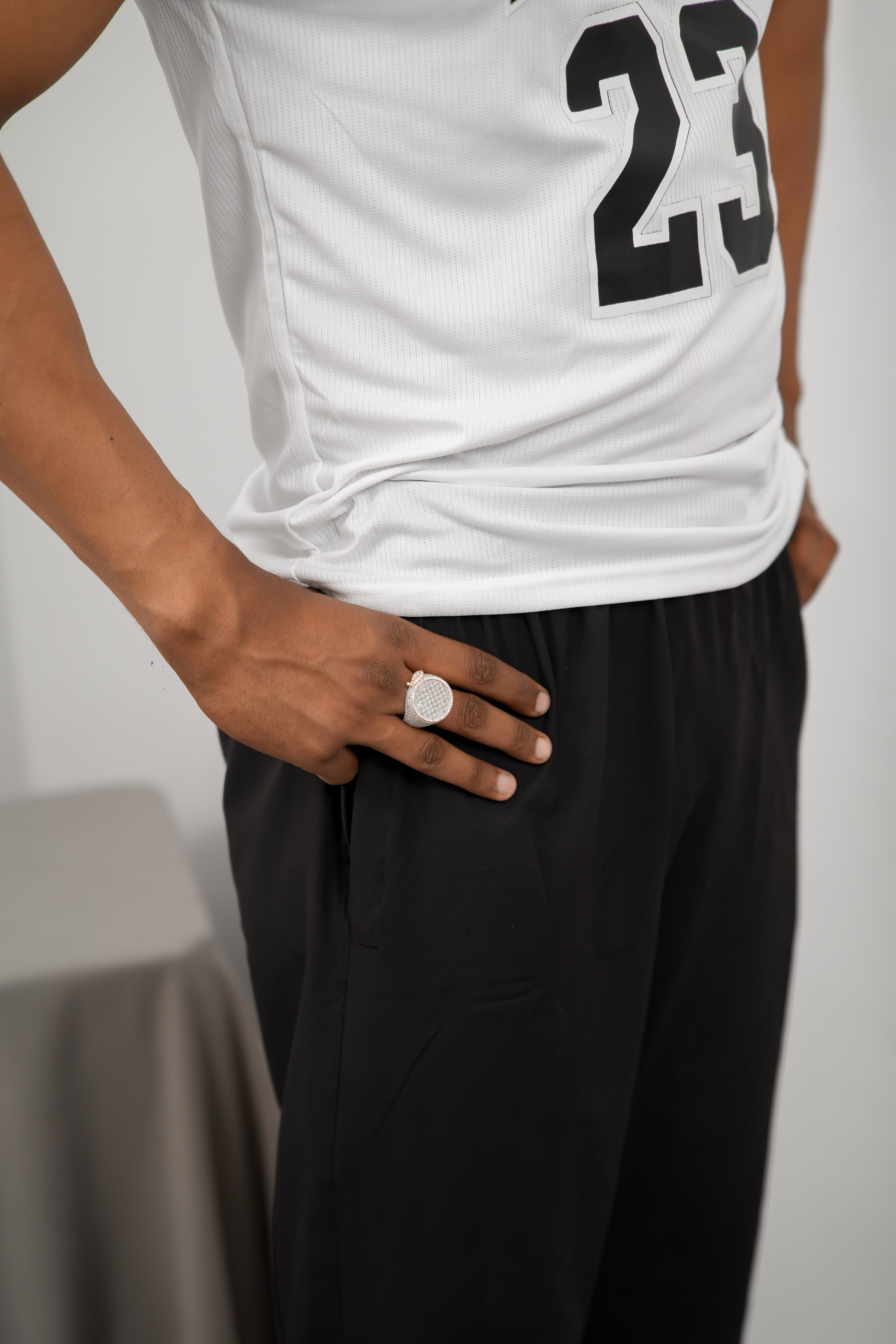 Orange style Iced-out ring in 925 silver and moissanite luxury statement jewellery for men's thumbnail 2