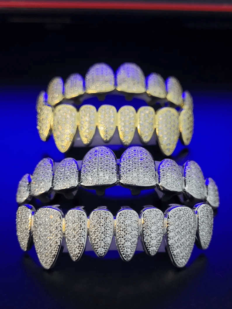 10x10 Custom Grill with 925 SIlver and Moissanite Diamonds
