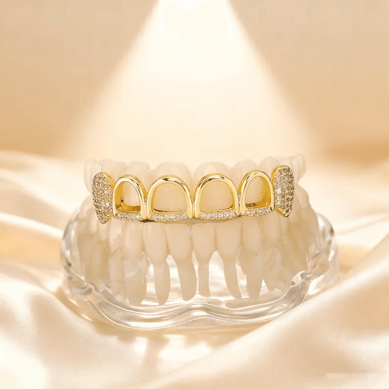 6x6 Custom Hollow Grillz with 925 Silver and Moissanite Diamonds thumbnail 3