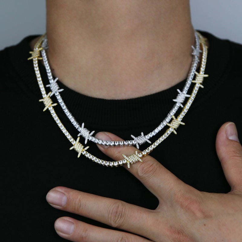 Mens Starburst Tennis chain in 925 silver with Moissanite Diamonds luxury statement jewellery thumbnail 2