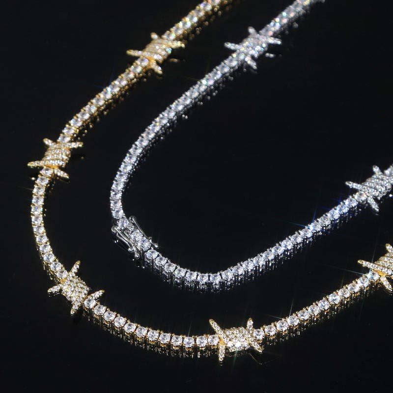 Mens Starburst Tennis chain in 925 silver with Moissanite Diamonds luxury statement jewellery thumbnail 5