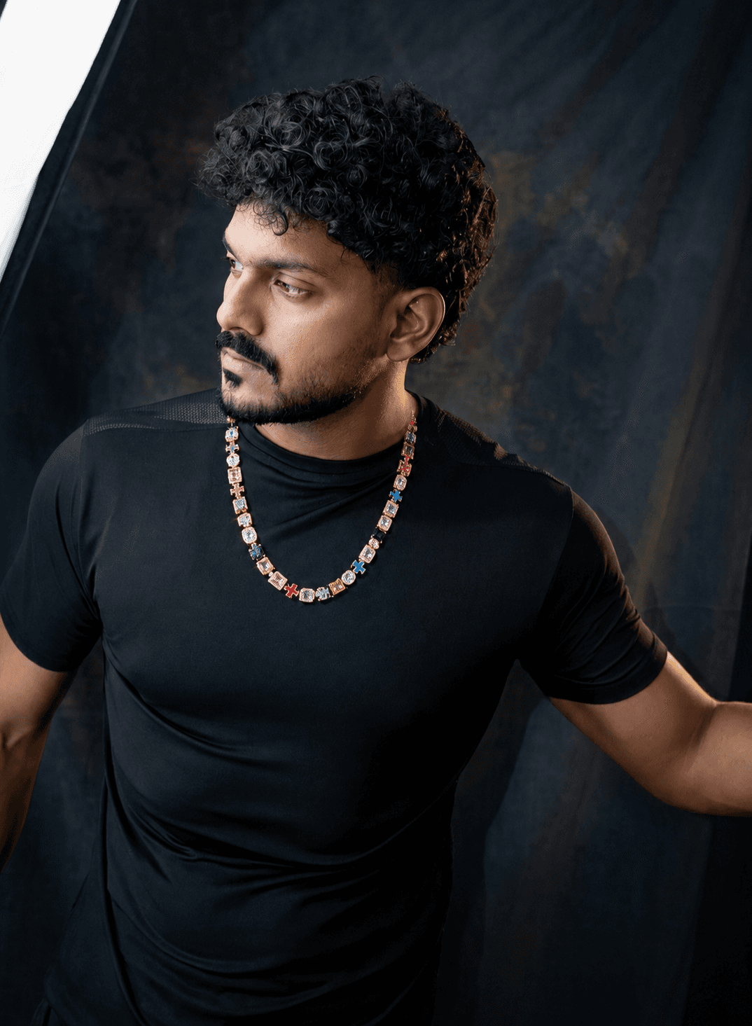 10MM Men's Multicolor Gemstone Tennis Necklace in 925 silver with Moissanite Luxury Designer Jewellery.